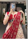 Off White and Red Cotton Blend Readymade Lehenga Choli - 2