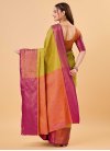 Aloe Veera Green and Orange Woven Work Designer Contemporary Style Saree - 1