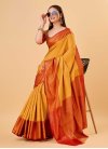 Mustard and Orange Art Silk Designer Contemporary Style Saree - 3