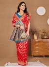 Light Blue and Red Woven Work Traditional Designer Saree - 3