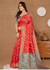 Light Blue and Red Woven Work Traditional Designer Saree - 1