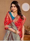 Light Blue and Red Woven Work Traditional Designer Saree - 2