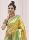 Woven Work Sea Green and Yellow Traditional Designer Saree - 1