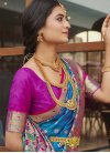 Woven Work Light Blue and Rose Pink Traditional Designer Saree - 1