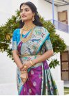 Light Blue and Purple Designer Traditional Saree For Ceremonial - 1