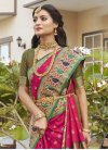 Green and Rose Pink Designer Contemporary Style Saree For Festival - 1