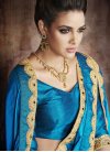 Luxurious Beige and Blue Embroidered Work  Half N Half Trendy Saree - 2