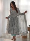 Aqua Blue and Off White Readymade Anarkali Suit For Ceremonial - 1