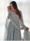 Aqua Blue and Off White Readymade Anarkali Suit For Ceremonial - 2