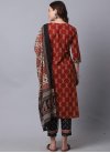 Digital Print Work Black and Rust Cotton Readymade Salwar Suit - 1