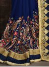 Embroidered Work Beige and Navy Blue Faux Georgette Half N Half Saree For Festival - 2