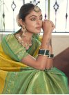 Mustard and Sea Green Trendy Classic Saree For Ceremonial - 1