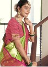 Fuchsia and Mint Green Woven Work Designer Contemporary Style Saree - 1