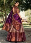 Jacquard Silk Beige and Purple Designer Lehenga Choli - 2