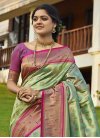 Rose Pink and Turquoise Designer Contemporary Style Saree - 1