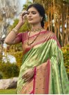 Mint Green and Rose Pink Kanjivaram Silk Designer Contemporary Saree - 1