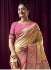 Kanjivaram Silk Woven Work Cream and Rose Pink Traditional Designer Saree - 1