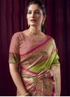 Mint Green and Rose Pink Designer Traditional Saree For Festival - 1