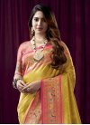 Rose Pink and Yellow Designer Contemporary Style Saree For Party - 1