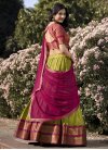 Aloe Veera Green and Rose Pink Kanjivaram Silk Trendy Designer Lehenga Choli - 3