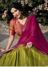 Aloe Veera Green and Rose Pink Kanjivaram Silk Trendy Designer Lehenga Choli - 1