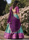 Woven Work Kanjivaram Silk Purple and Turquoise Trendy Lehenga Choli - 3