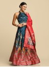 Rose Pink and Teal Jacquard Silk Designer Classic Lehenga Choli - 2