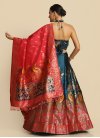 Rose Pink and Teal Jacquard Silk Designer Classic Lehenga Choli - 1