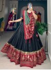 Black and Red Tussar Silk Designer Classic Lehenga Choli - 1