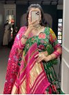 Green and Rose Pink Gaji Silk Designer Lehenga Choli - 2