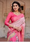 Beige and Hot Pink Silk Blend Designer Contemporary Saree - 1