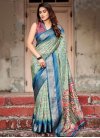 Mint Green and Teal Trendy Classic Saree - 1