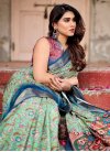 Mint Green and Teal Trendy Classic Saree - 2