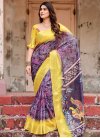 Silk Blend Purple and Yellow Designer Contemporary Style Saree For Ceremonial - 2