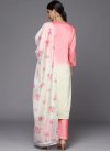 Off White and Salmon Silk Blend Readymade Salwar Kameez For Ceremonial - 1