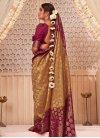 Brown and Fuchsia Woven Work Contemporary Style Saree - 1