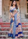 Digital Print Work Blue and Off White Trendy Classic Saree - 2