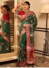 Silk Embroidered Work Green and Red Trendy Classic Saree - 1