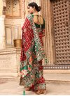 Silk Embroidered Work Green and Red Designer Contemporary Style Saree - 2