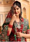 Silk Embroidered Work Green and Red Designer Contemporary Style Saree - 1