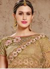 Excellent Brown and Hot Pink Embroidered Work Half N Half Saree - 1