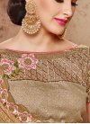 Excellent Brown and Hot Pink Embroidered Work Half N Half Saree - 2