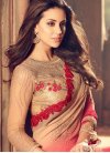 Innovative Beige and Red Embroidered Work Faux Georgette Designer Traditional Saree - 2