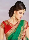 Piquant  Cream and Green Silk Embroidered Work Half N Half Saree - 2