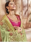 Mint Green and Rose Pink Satin Silk Designer Traditional Saree - 1
