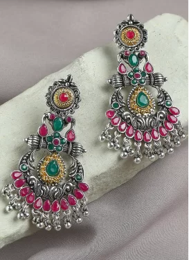 Beautiful Oxidized Silver Rodium Polish Earrings For Festival