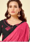 Fashionable  Booti Work Black and Rose Pink Cotton  Churidar Suit - 1