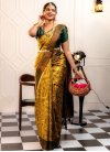 Green and Mustard Designer Contemporary Saree For Casual - 1