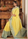 Firozi and Yellow Trendy Classic Saree For Ceremonial - 3