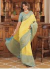 Firozi and Yellow Trendy Classic Saree For Ceremonial - 2
